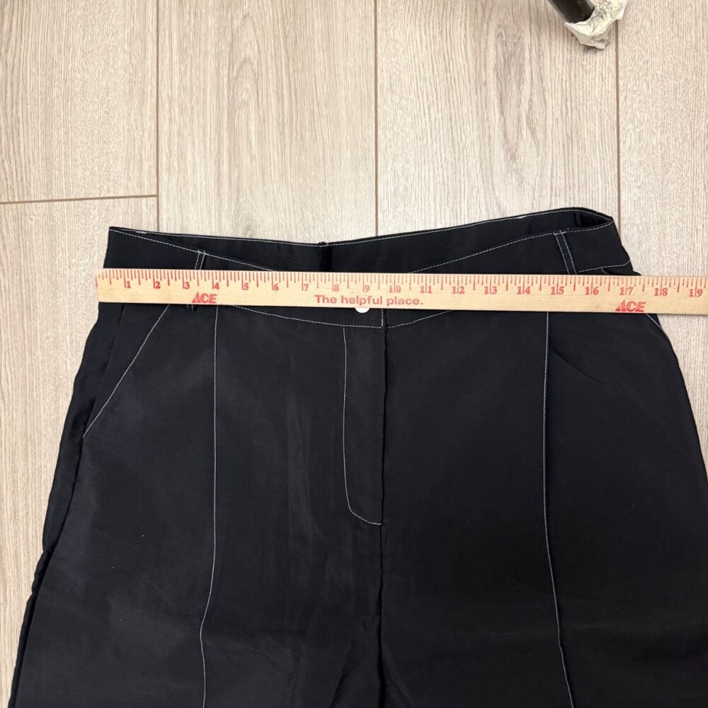 Reclaimed Vintage Unisex Wide Leg Pants L /US 8 Black High Waist Contrast Stitch - Picture 6 of 10